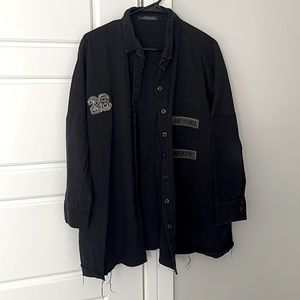 Black Denim Loose Fit Jacket | Fits: L /XL